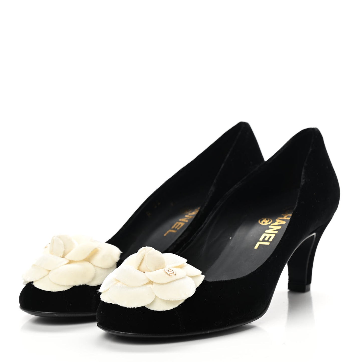 Velvet Camellia Pumps 37.5 Black