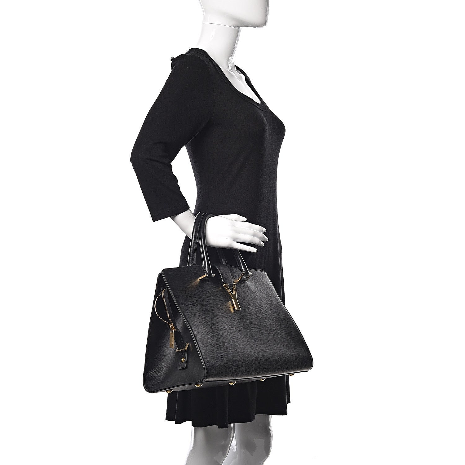 Saint Laurent Textured Calfskin Medium Classic Y Cabas Black 2 of 9