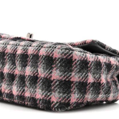 Chanel Wool Plaid Quilted Mini Rectangular Flap Pink Grey Multicolor 10 of 10