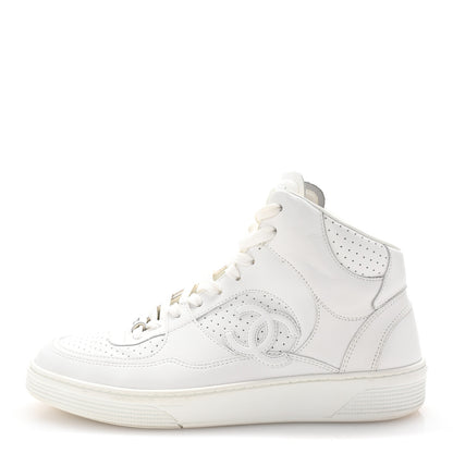 Chanel Calfskin CC High Top Sneaker 40 White 1 of 18