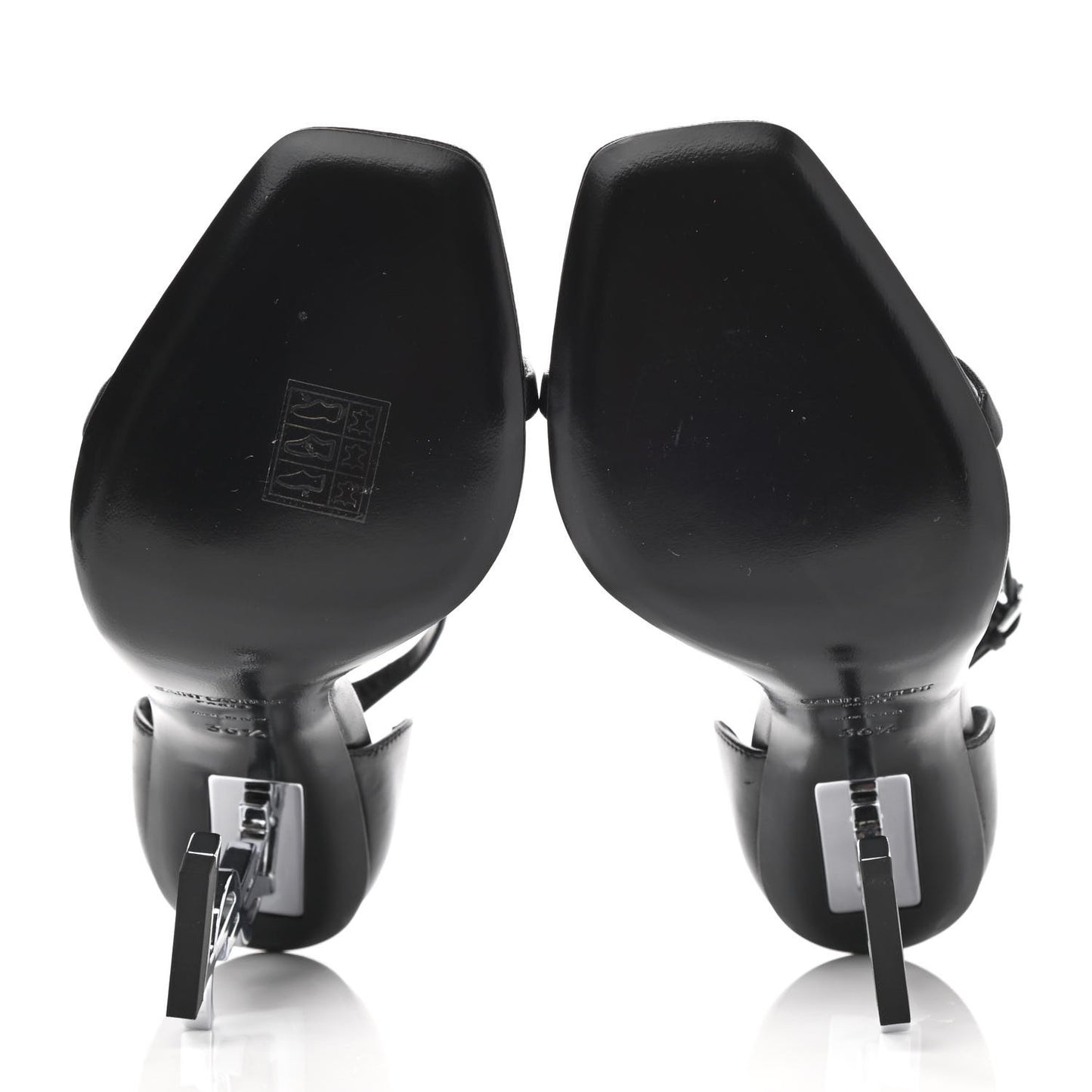 Calfskin Opyum 110 Sandals 36.5 Black Silver