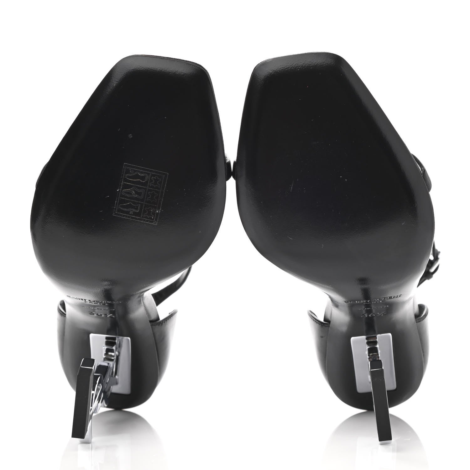 Saint Laurent Calfskin Opyum 110 Sandals 36.5 Black Silver 5 of 9