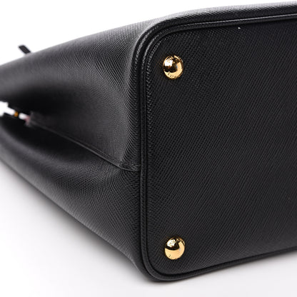 Prada Saffiano Cuir Medium Double Bag Black Fuoco 7 of 10