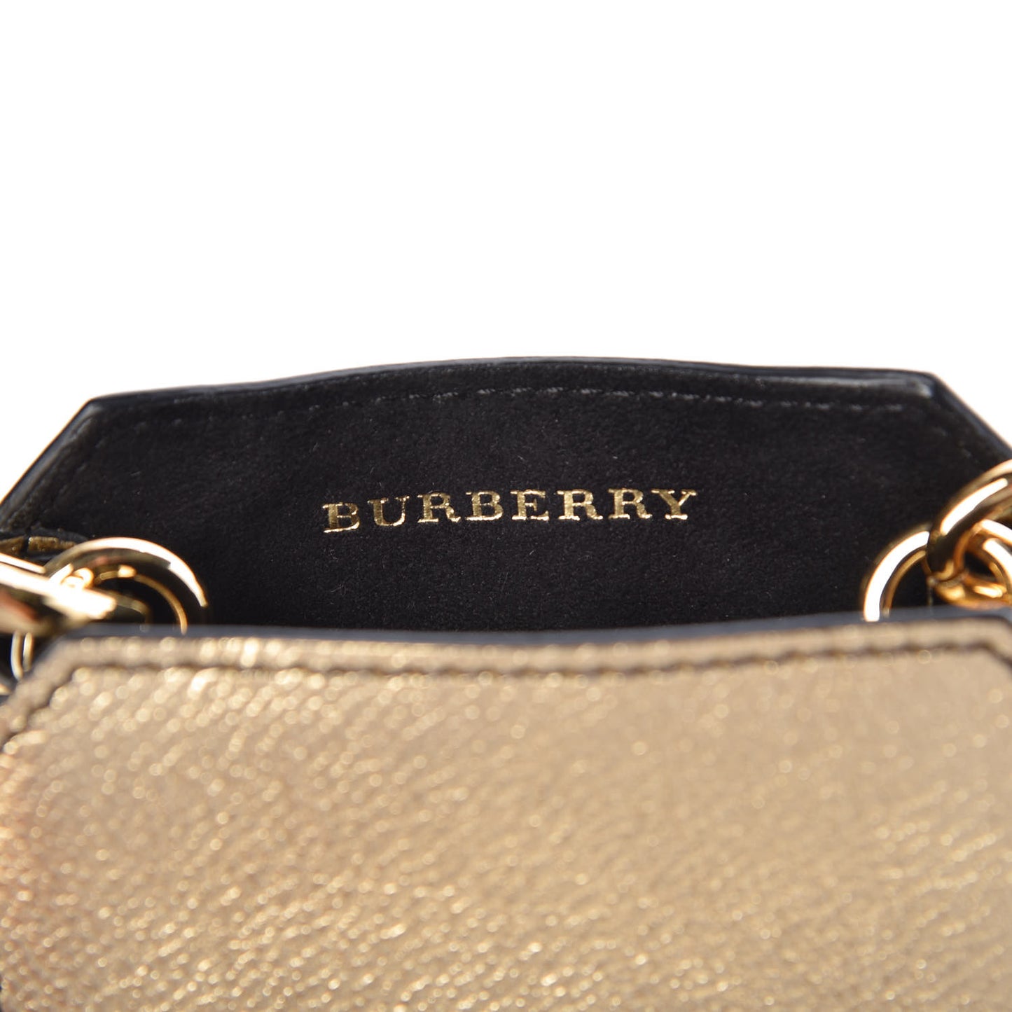 Metallic Soft Grain Calfskin Micro Buckle Tote Charm Gold