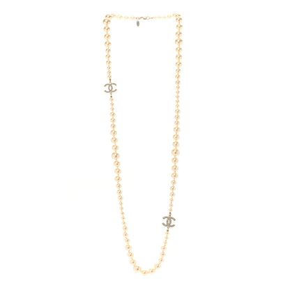 Chanel Graduated Pearl CC Long Necklace Light Gold 3 of 6