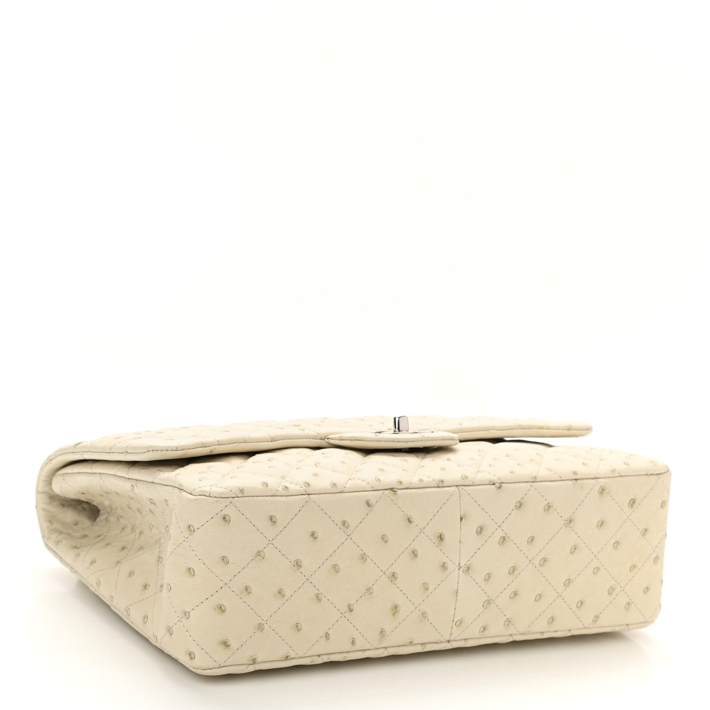 Ostrich Jumbo Single Flap Light Beige