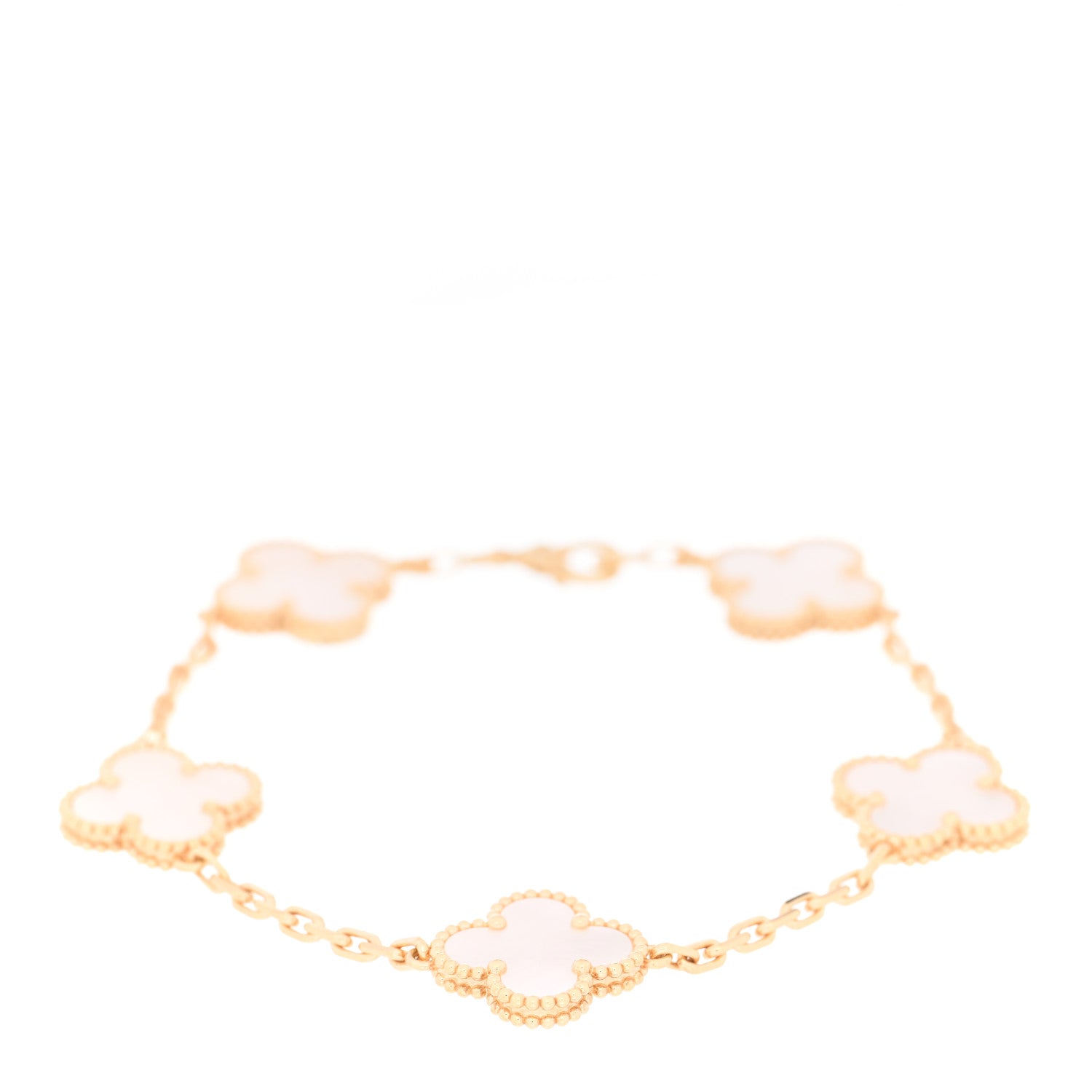 Van Cleef & Arpels 18K Yellow Gold Mother of Pearl 5 Motifs Vintage Alhambra Bracelet 1 of 4