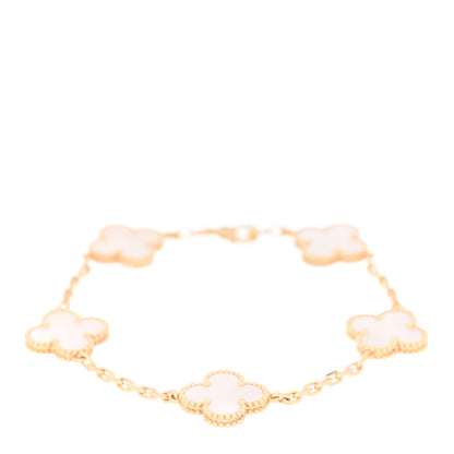 Van Cleef & Arpels 18K Yellow Gold Mother of Pearl 5 Motifs Vintage Alhambra Bracelet 1 of 4