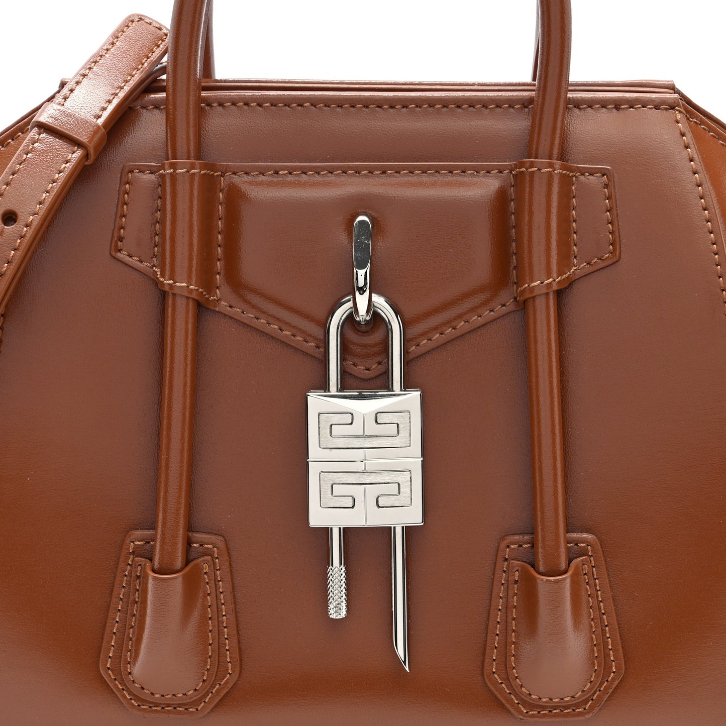 Box Calfskin Mini Lock Antigona Shoulder Bag Tan