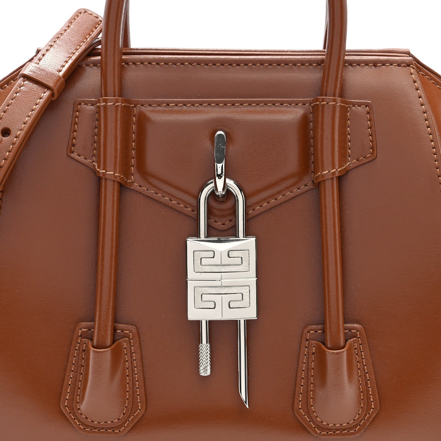 Givenchy Box Calfskin Mini Lock Antigona Shoulder Bag Tan 7 of 9