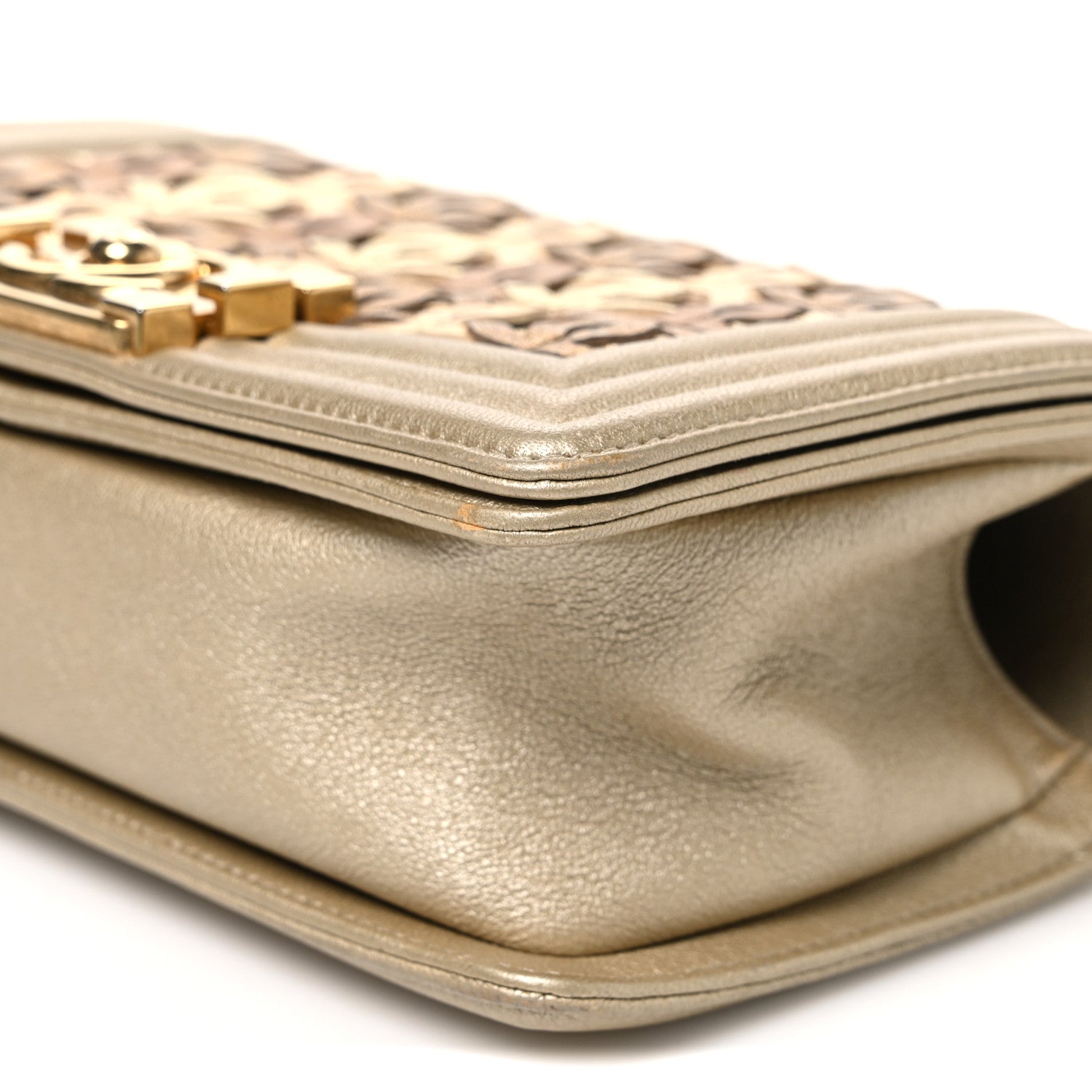 Chanel Metallic Lambskin Small Golden CC Boy Flap Gold 10 of 10