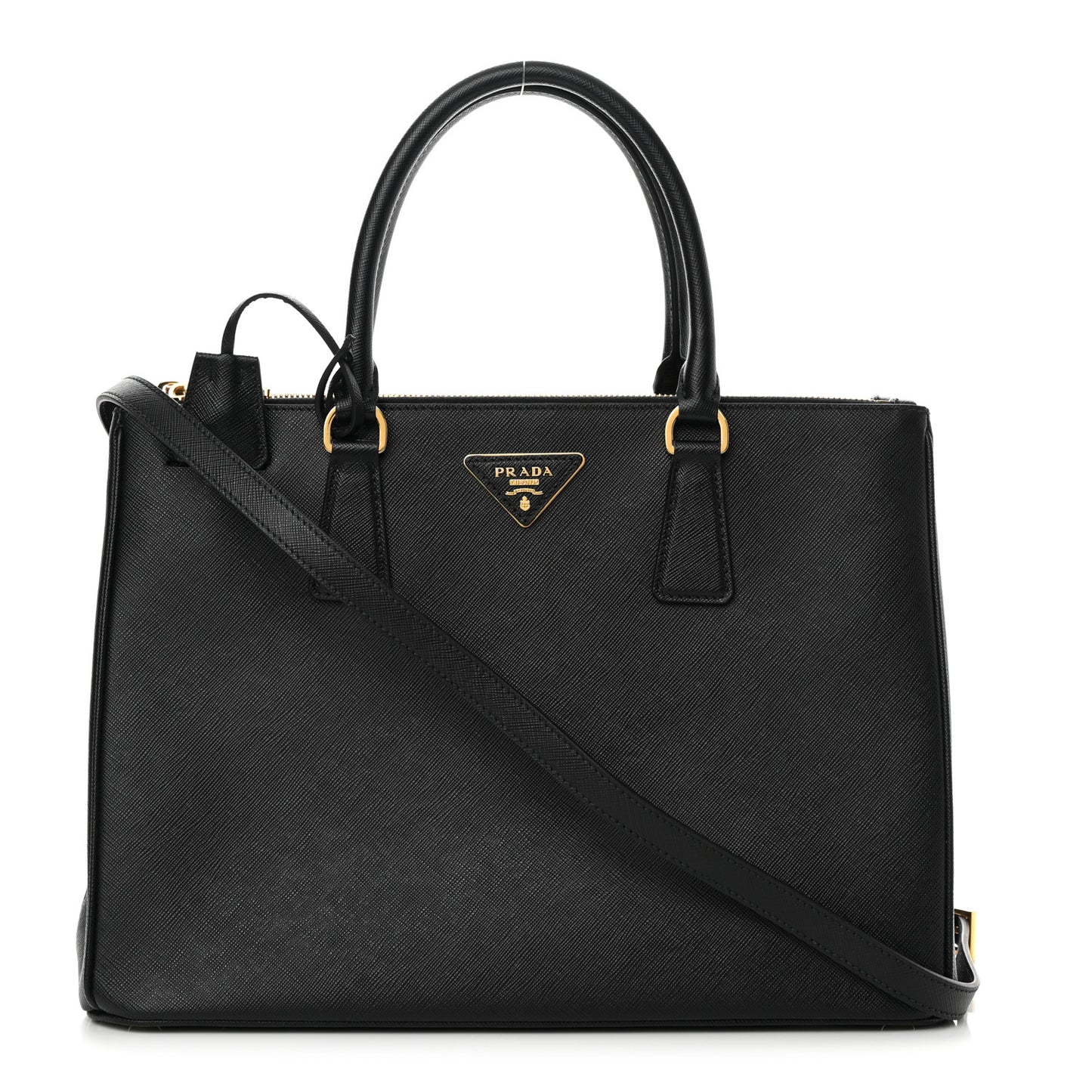 Saffiano Medium Galleria Double Zip Tote Black
