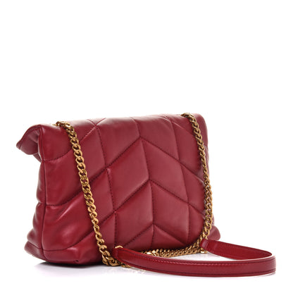 Saint Laurent Lambskin Quilted Toy Loulou Puffer Monogram Chain Satchel Red 2 of 11