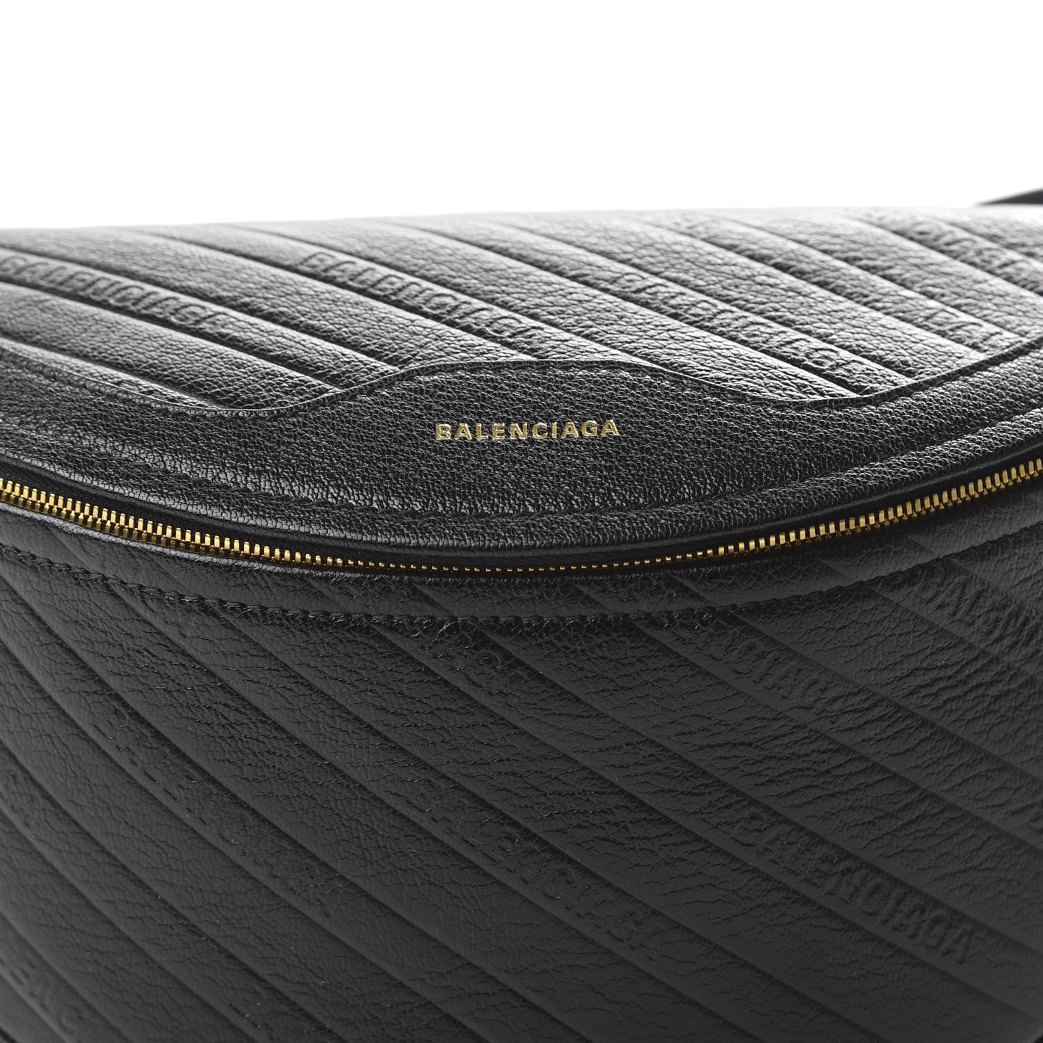 Balenciaga Shiny Goatskin Allover Logo Embossed XS Souvenir Belt Bag Black 9 of 9