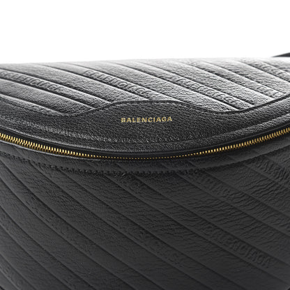 Balenciaga Shiny Goatskin Allover Logo Embossed XS Souvenir Belt Bag Black 9 of 9