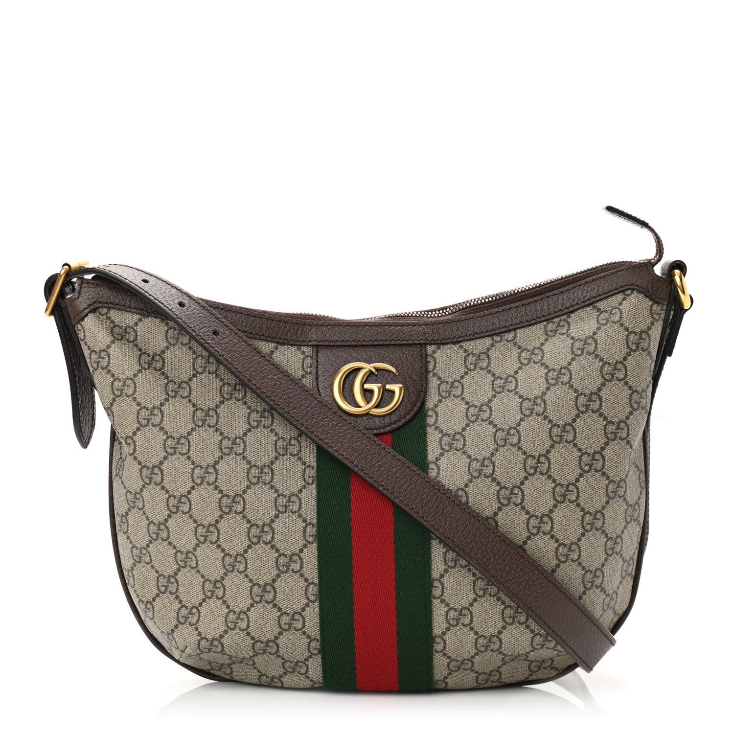 Gucci GG Supreme Monogram Web Small Ophidia Half Moon Hobo Brown 1 of 12