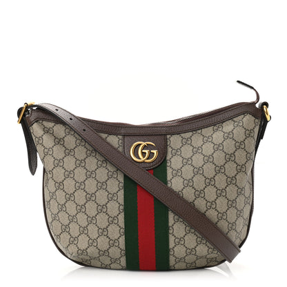 Gucci GG Supreme Monogram Web Small Ophidia Half Moon Hobo Brown 1 of 12