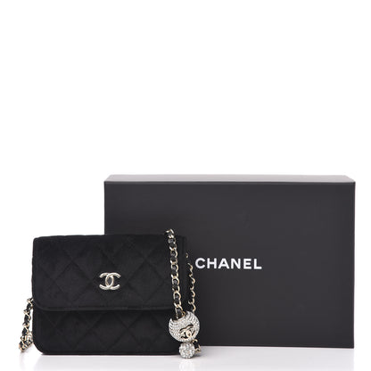 Chanel Velvet Quilted Pearl Crush Flap With Chain Black 11 of 11