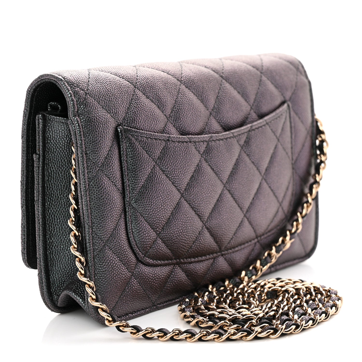 Chanel Iridescent Caviar Quilted Wallet on Chain WOC Dark Blue 3 of 11