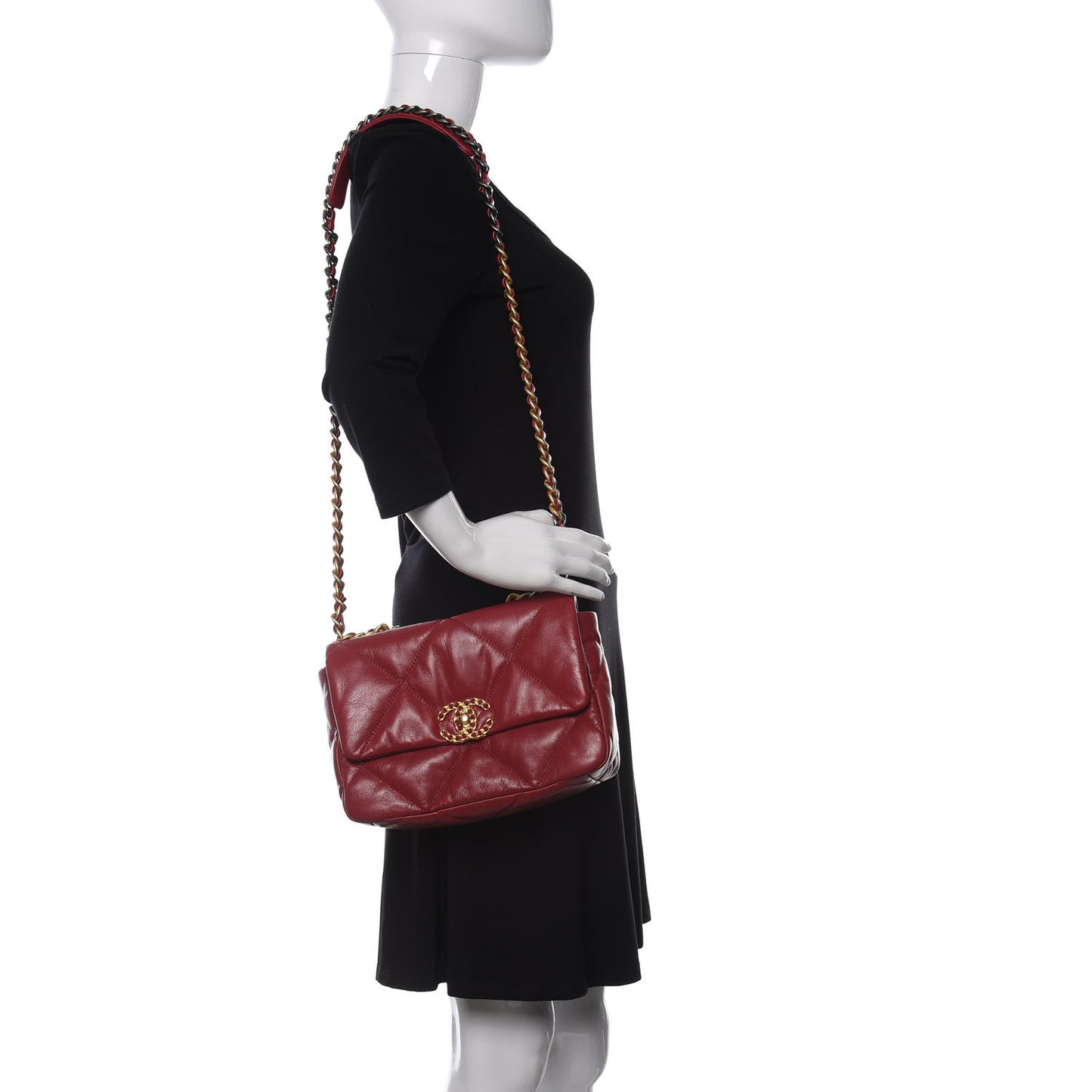 Goatskin Quilted Medium Chanel 19 Flap Red
