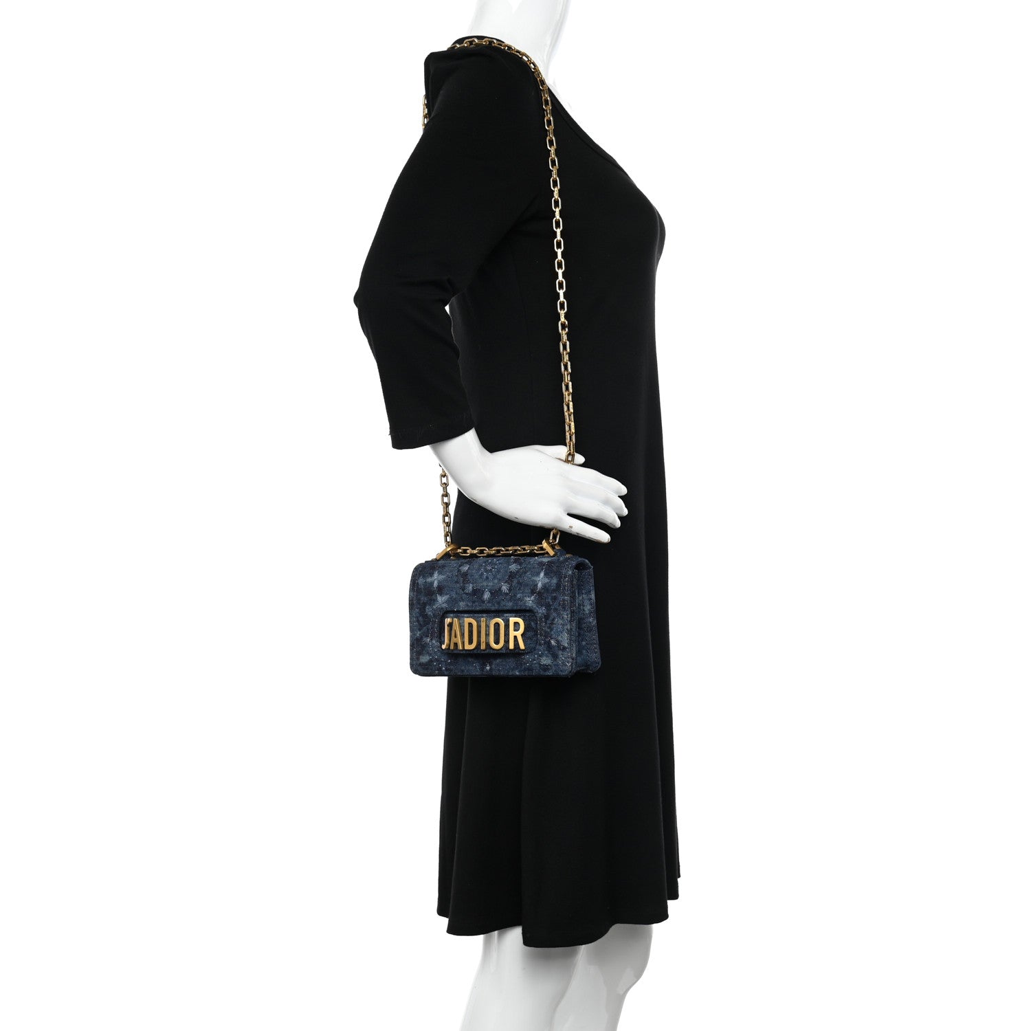 Christian Dior Denim Embroidered Mini J'Adior Chain Flap Bag Blue 2 of 12