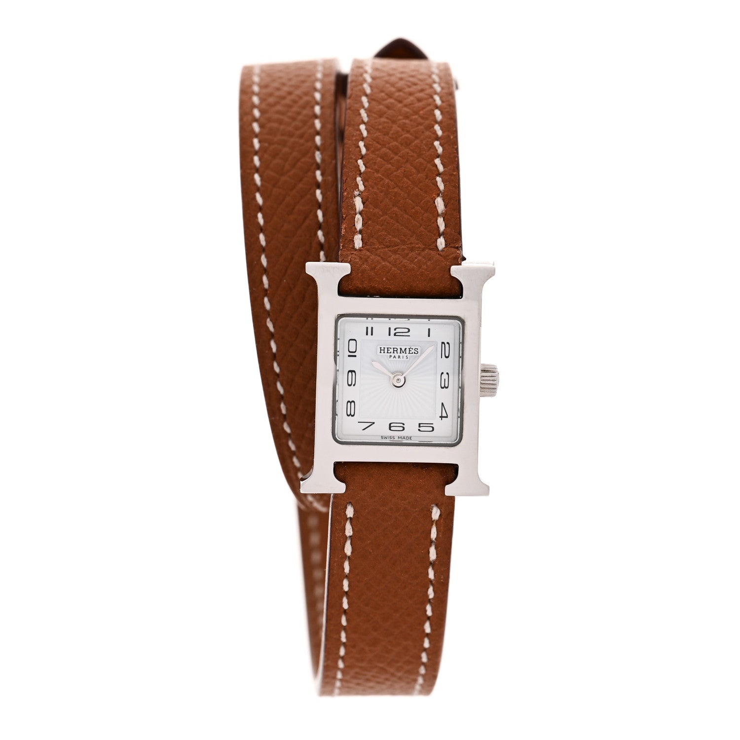 Hermes Stainless Steel Epsom 17.2mm Heure H Hour Quartz Watch Gold 1 of 4