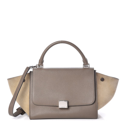 Celine Drummed Calfskin Suede Small Trapeze Souris 1 of 10