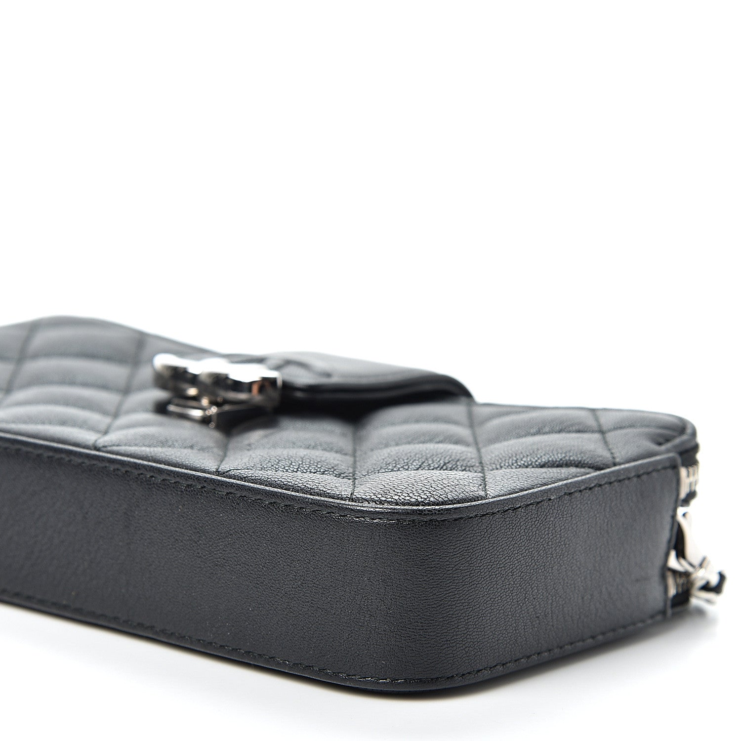 Chanel Goatskin Quilted CC Box Clutch With Chain Black 10 of 11