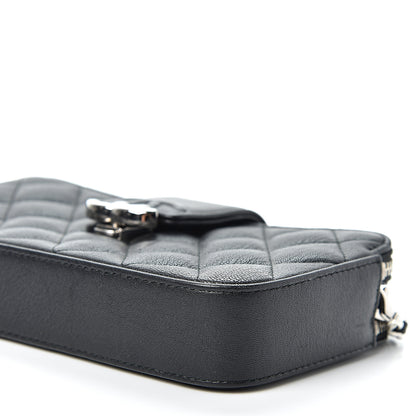 Chanel Goatskin Quilted CC Box Clutch With Chain Black 10 of 11