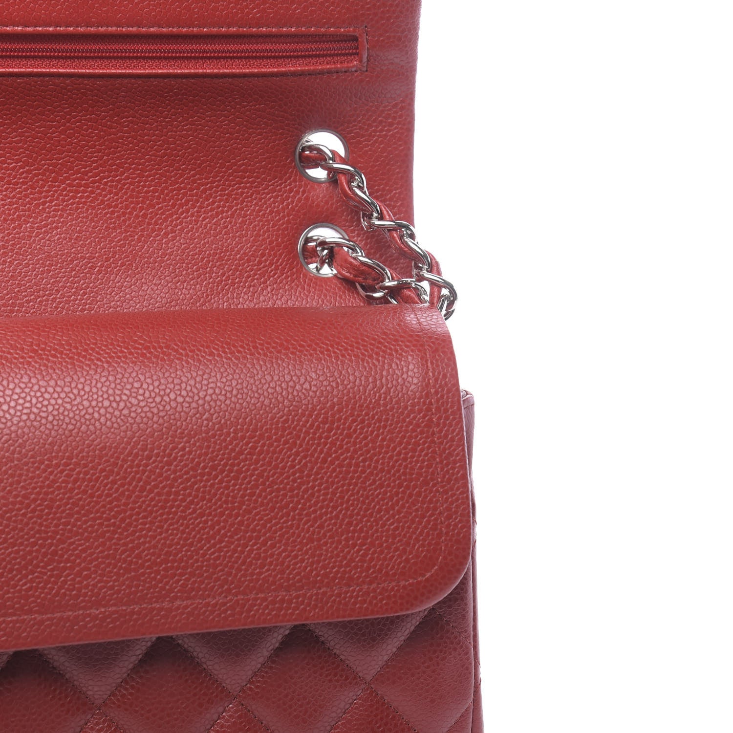 Chanel Caviar Quilted Jumbo Double Flap Red 11 of 13