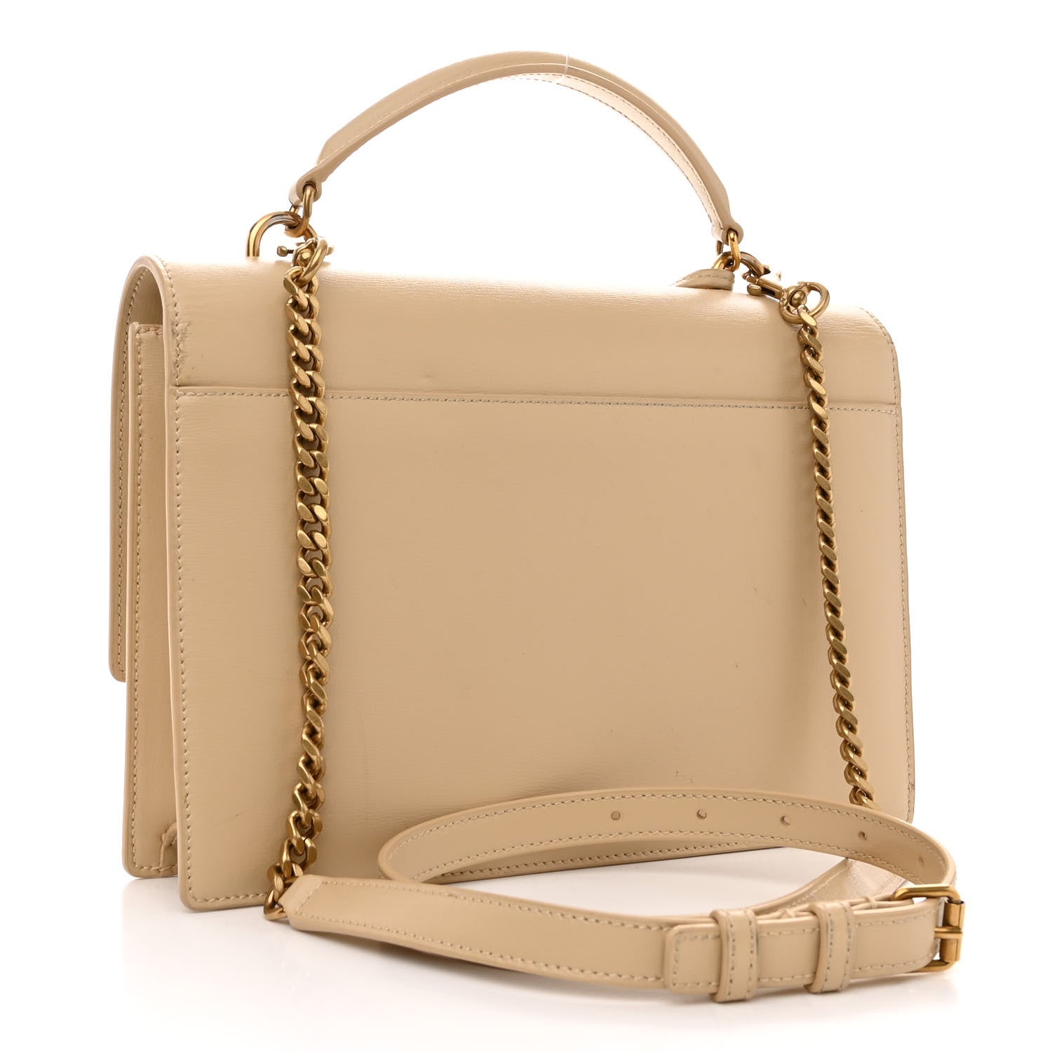 Saint Laurent Smooth Calfskin Medium Monogram Sunset Satchel Beige 3 of 11