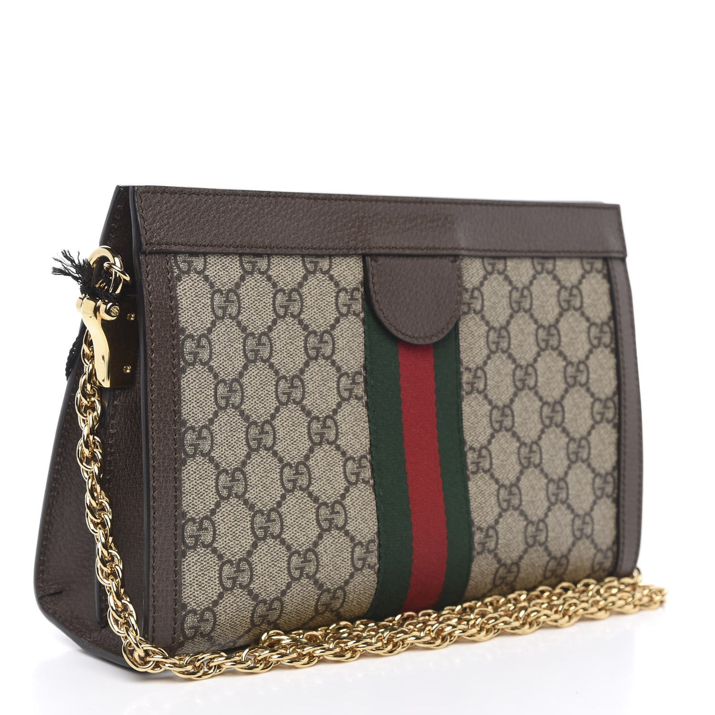 GG Supreme Monogram Web Small Ophidia Chain Shoulder Bag Brown