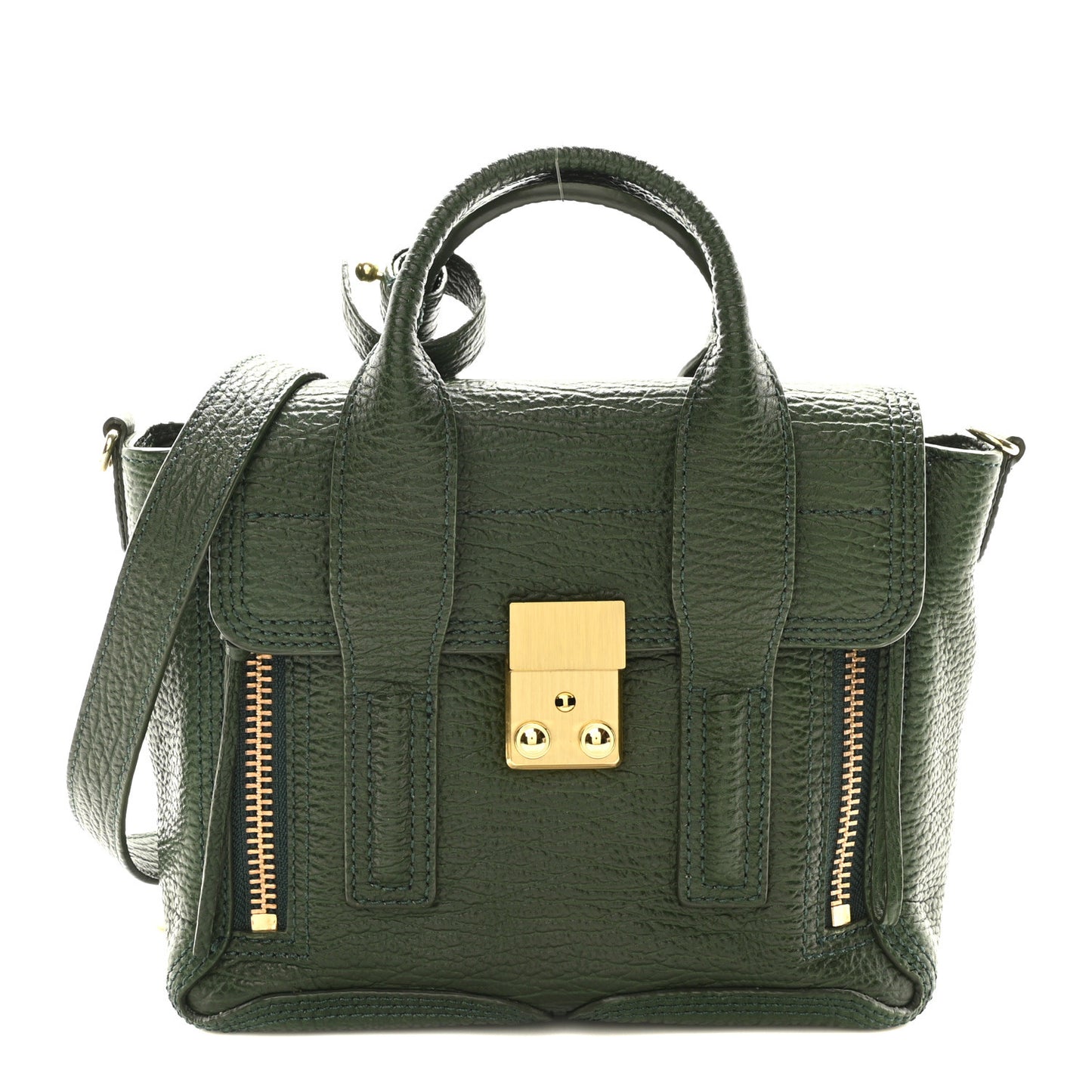 Textured Calfskin Mini Pashli Satchel Military Green