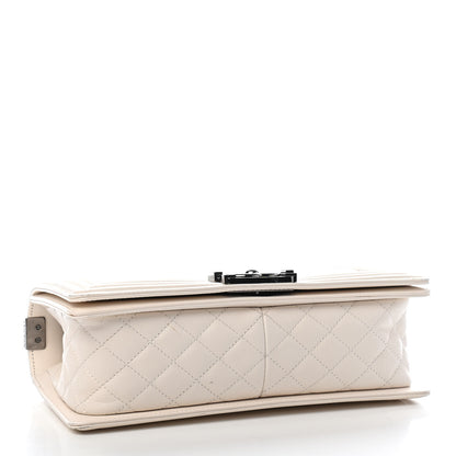 Chanel Lambskin Quilted Chevron Medium Boy Flap White 16 of 24
