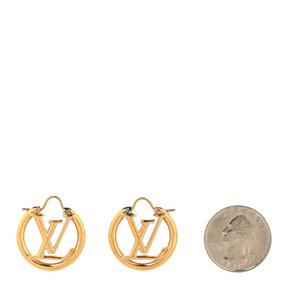 Louis Vuitton Metal Small Louise Hoop Earrings Gold 2 of 4