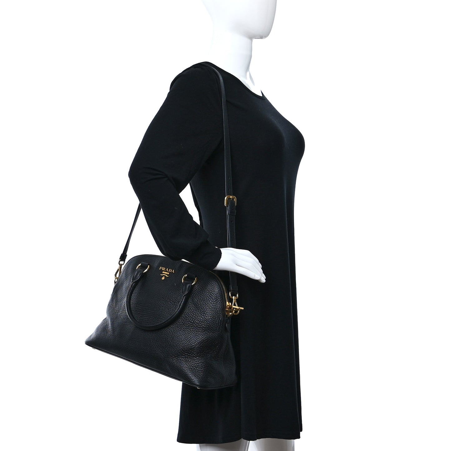 Vitello Daino Dome Satchel Black