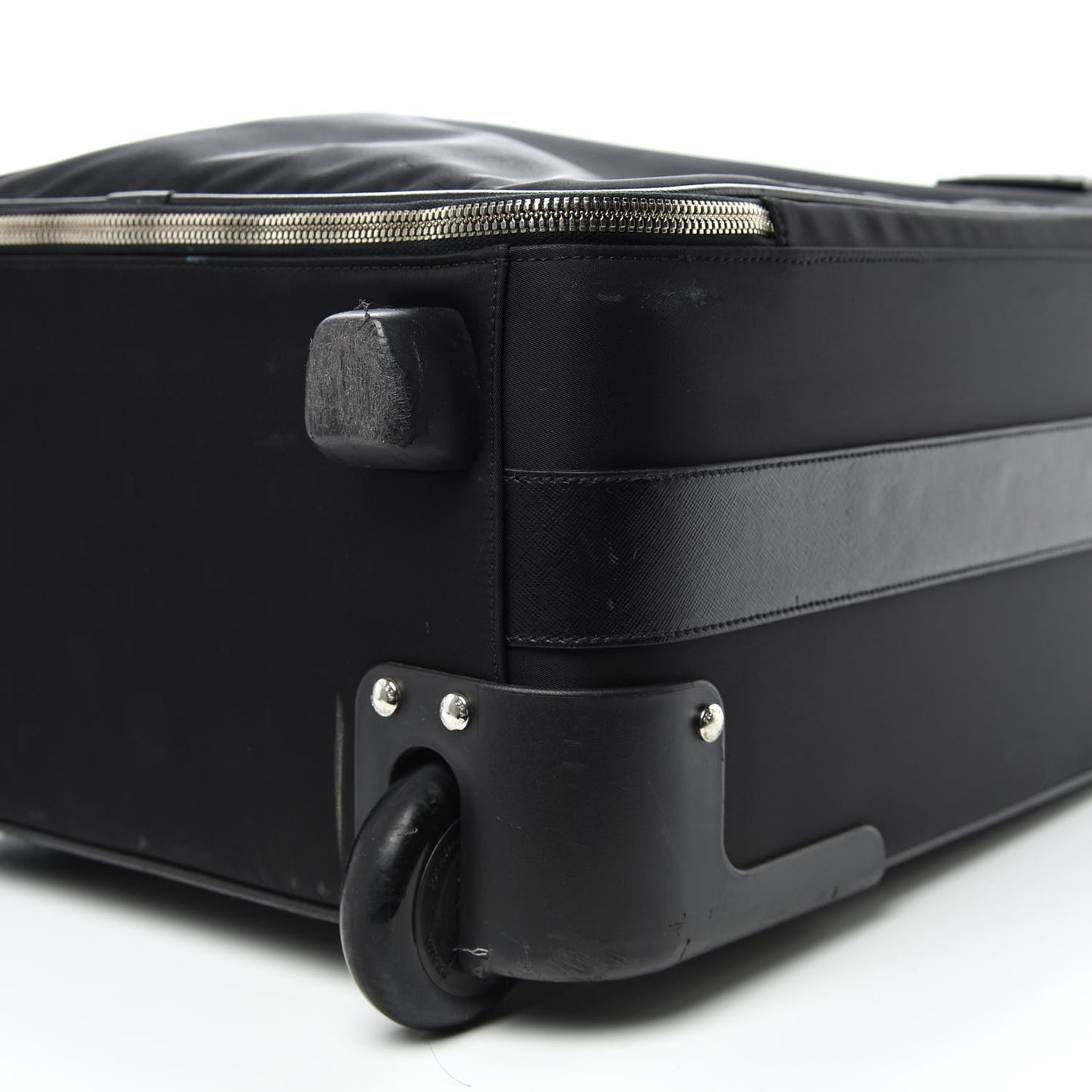Tessuto Nylon Saffiano Trolley Luggage Black