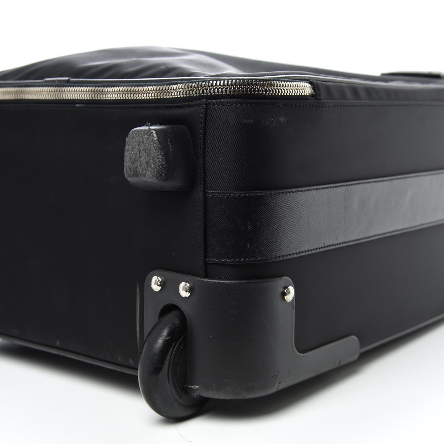 Prada Tessuto Nylon Saffiano Trolley Luggage Black 6 of 18