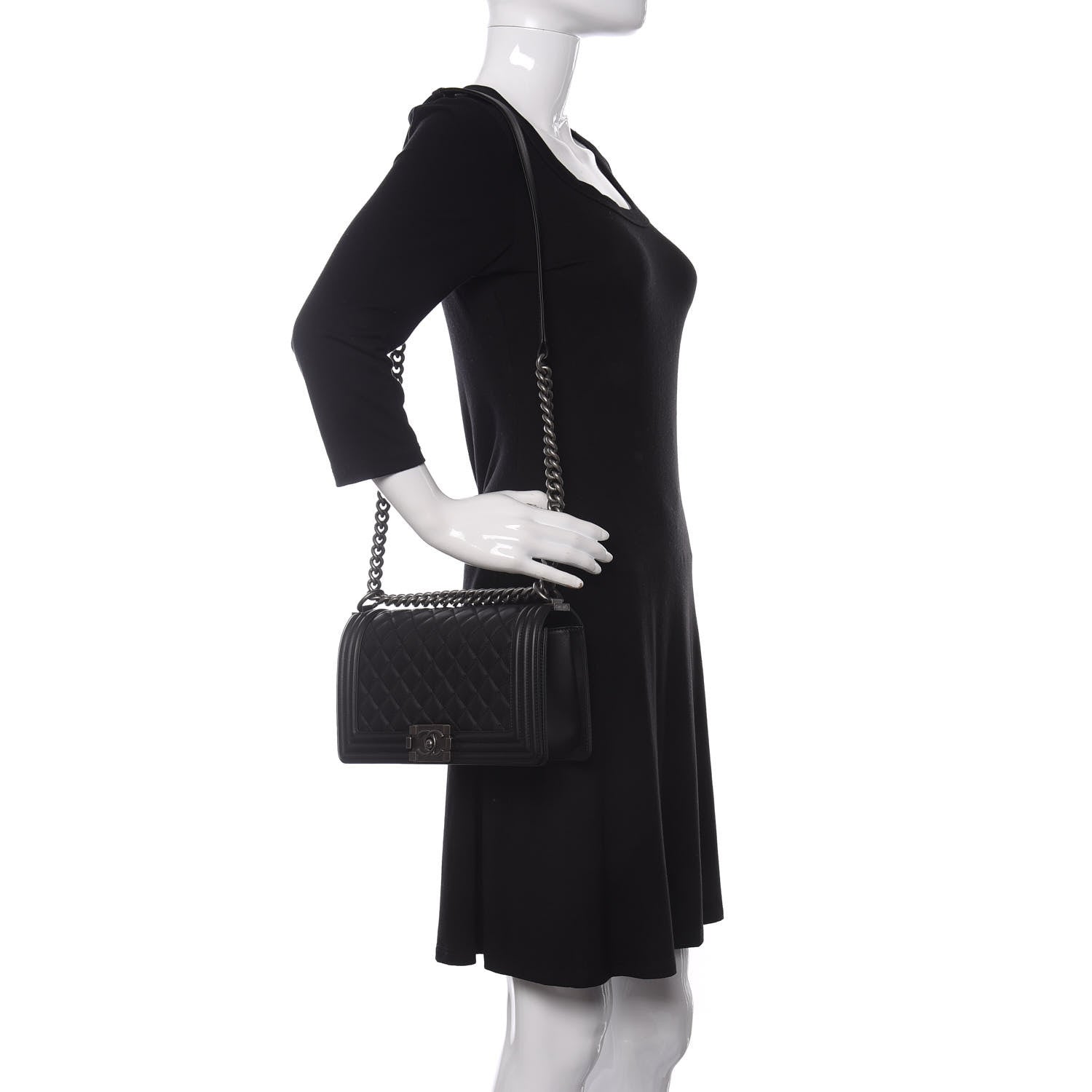 Chanel Calfskin Quilted Medium Boy Flap Black 2 of 13