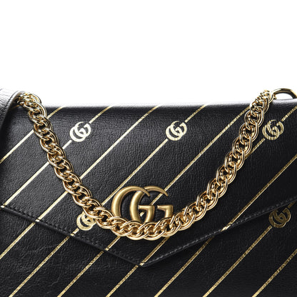 Gucci Calfskin Diagonal GG Medium Thiara Double Envelope Shoulder Bag Black White 11 of 11