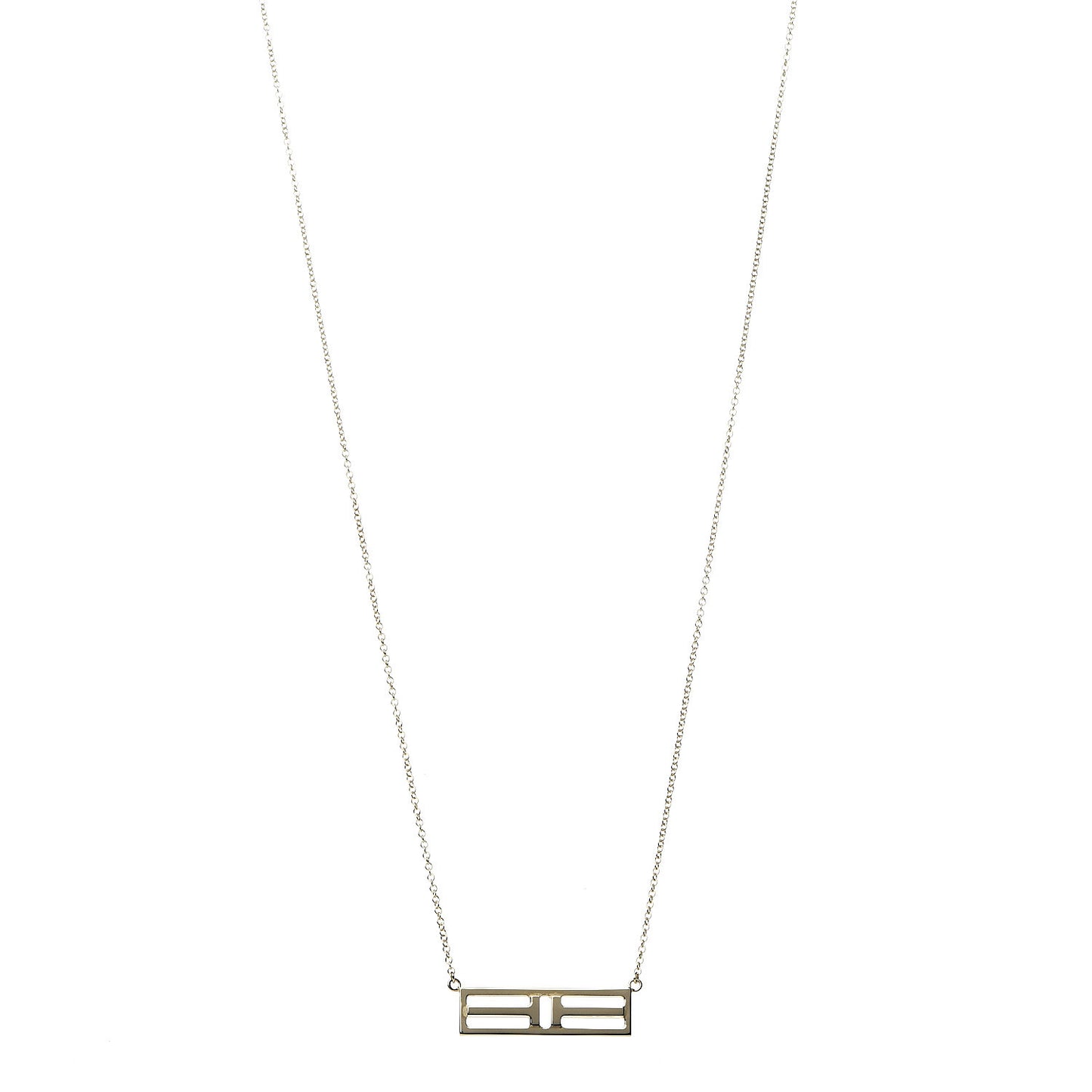 18K Yellow Gold Tiffany T Two Open Horizontal Bar Pendant Necklace