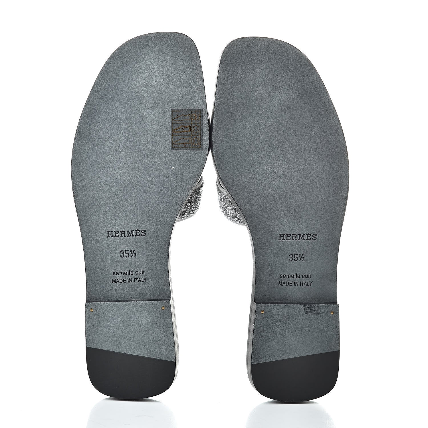 Hermes Suede Goatskin Crystal Powder Oran Sandals 35.5 Argento 6 of 9