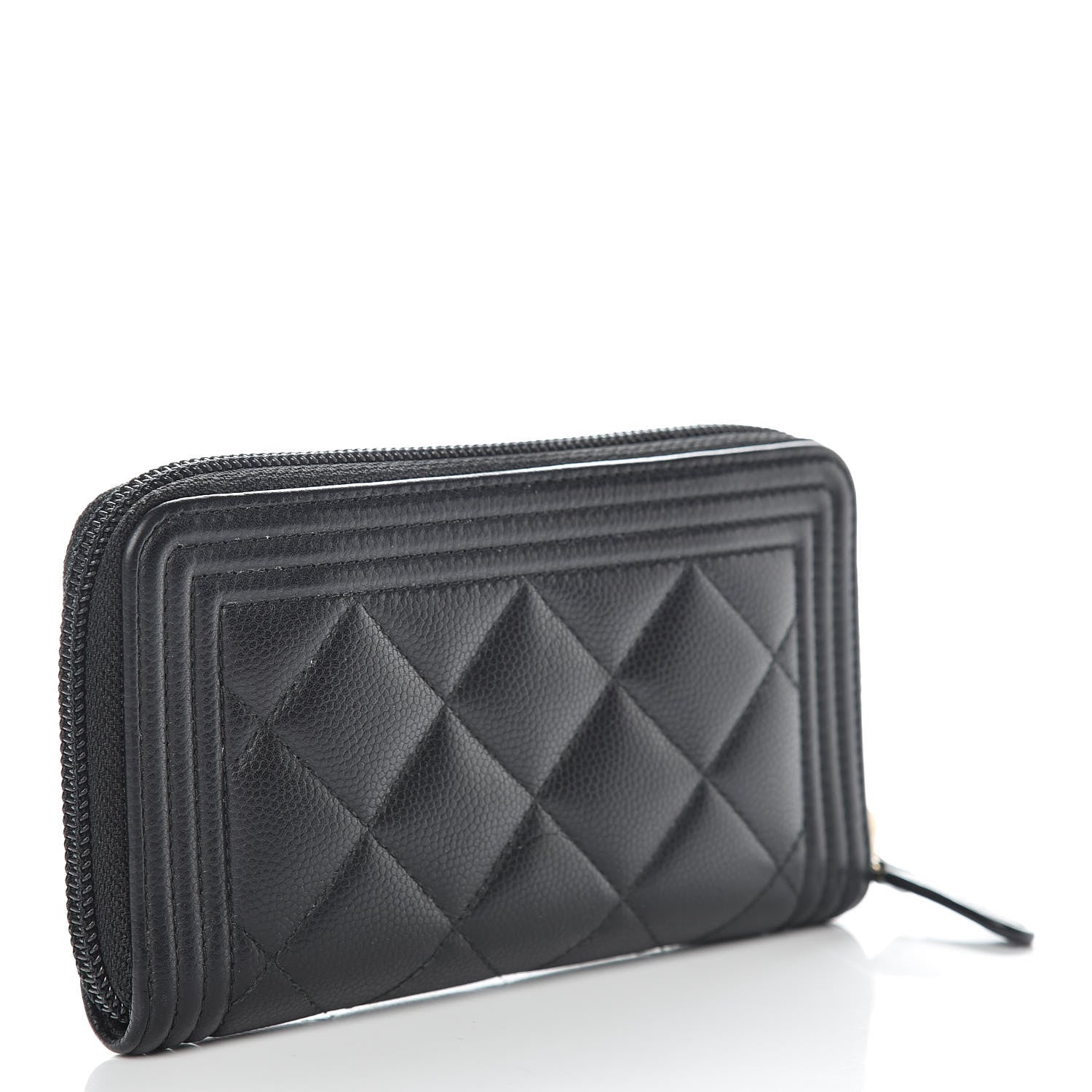 Chanel Caviar Quilted Small Boy Zip Around Wallet Black 3 of 11