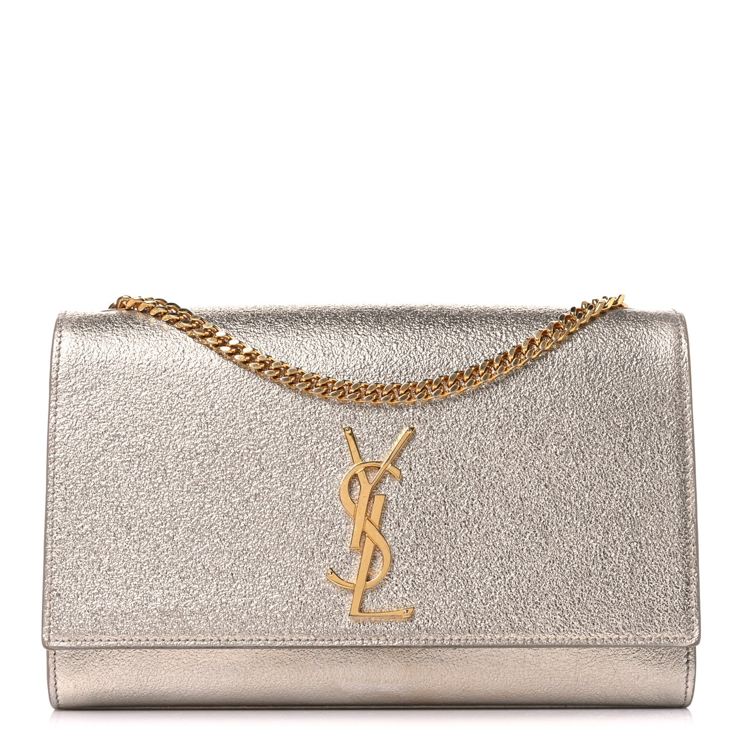Metallic Calfskin Medium Classic Monogram Kate Satchel Pale Gold