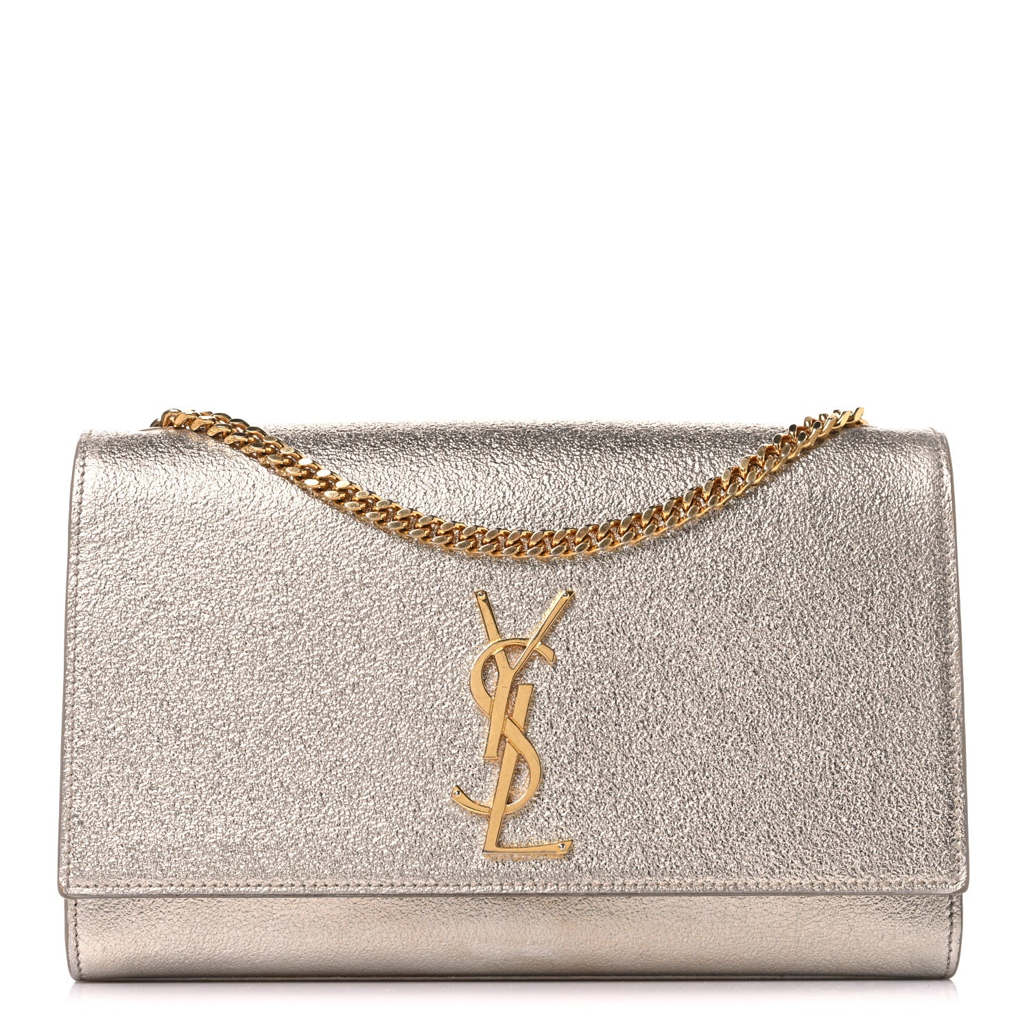 Saint Laurent Metallic Calfskin Medium Classic Monogram Kate Satchel Pale Gold 1 of 10
