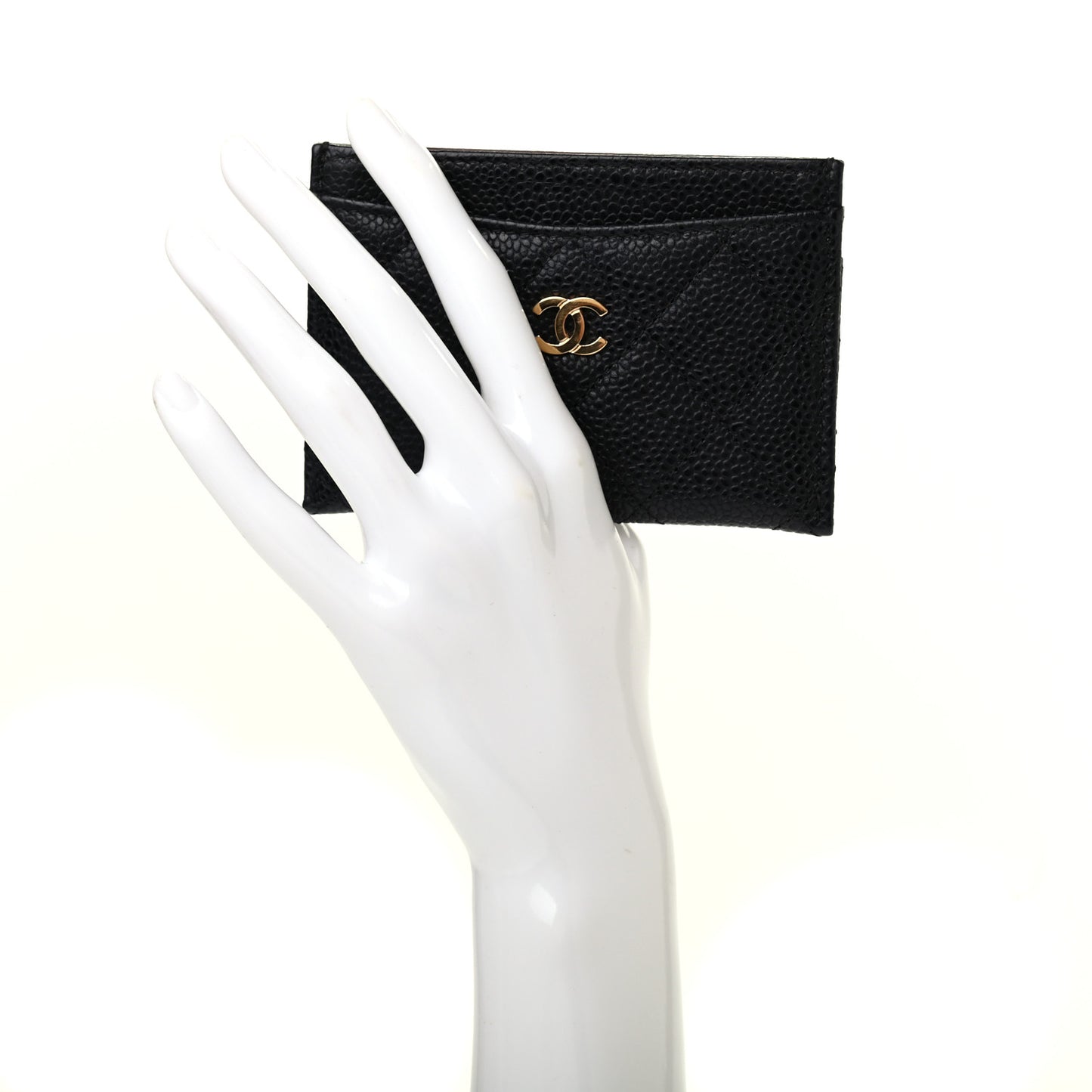 Caviar Quilted Card Holder Black