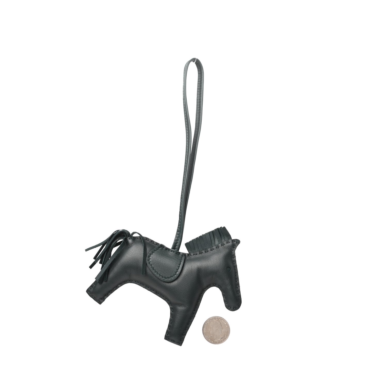 Milo Lambskin Grigri Rodeo Horse Bag Charm MM Vert Cypress