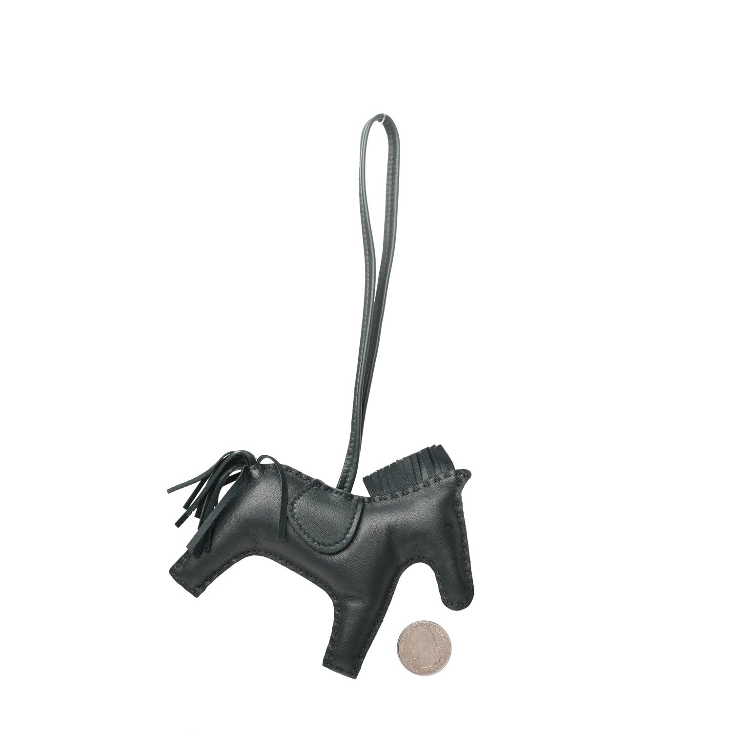 Hermes Milo Lambskin Grigri Rodeo Horse Bag Charm MM Vert Cypress 2 of 4