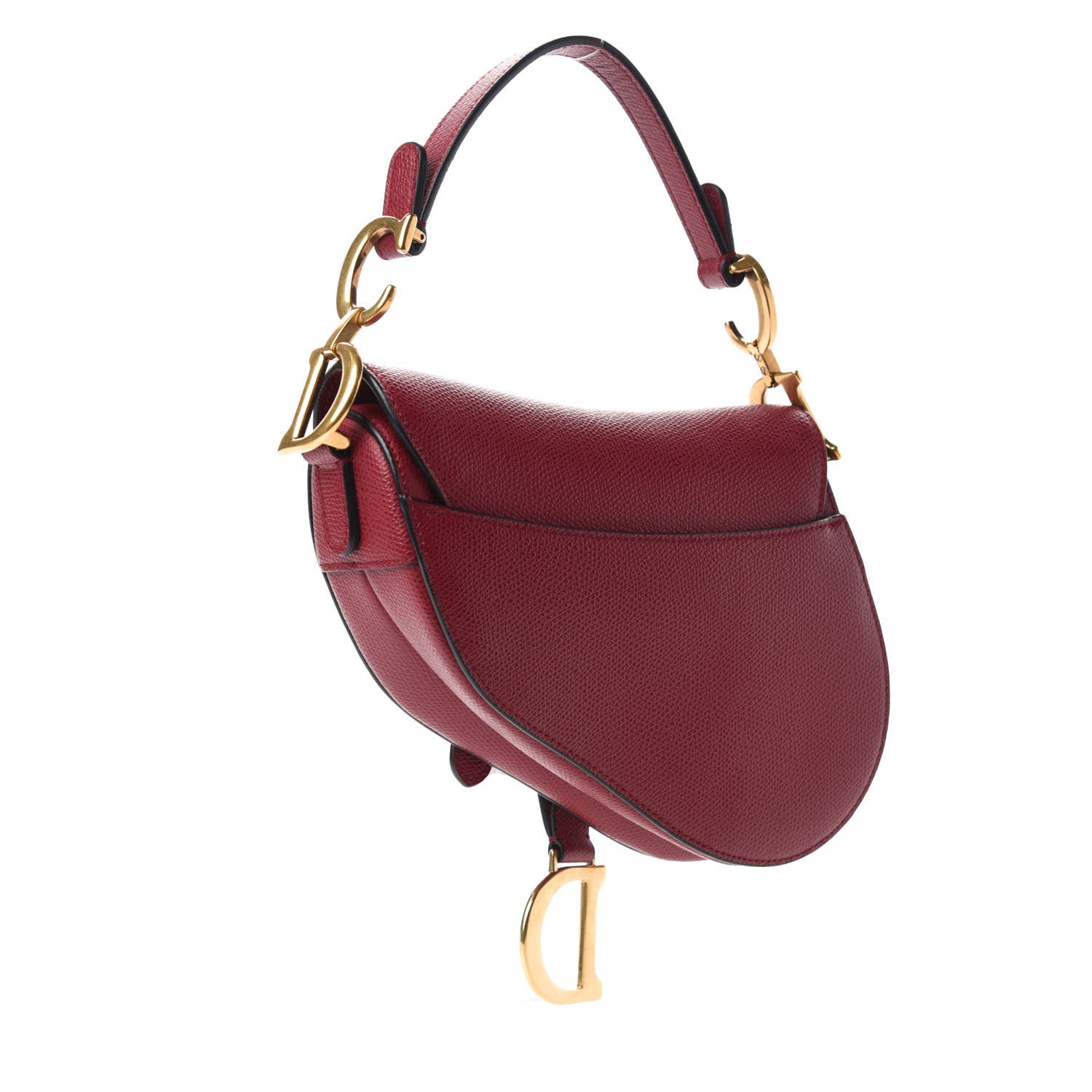 Christian Dior Grained Calfskin Mini Saddle Bag Red 3 of 10