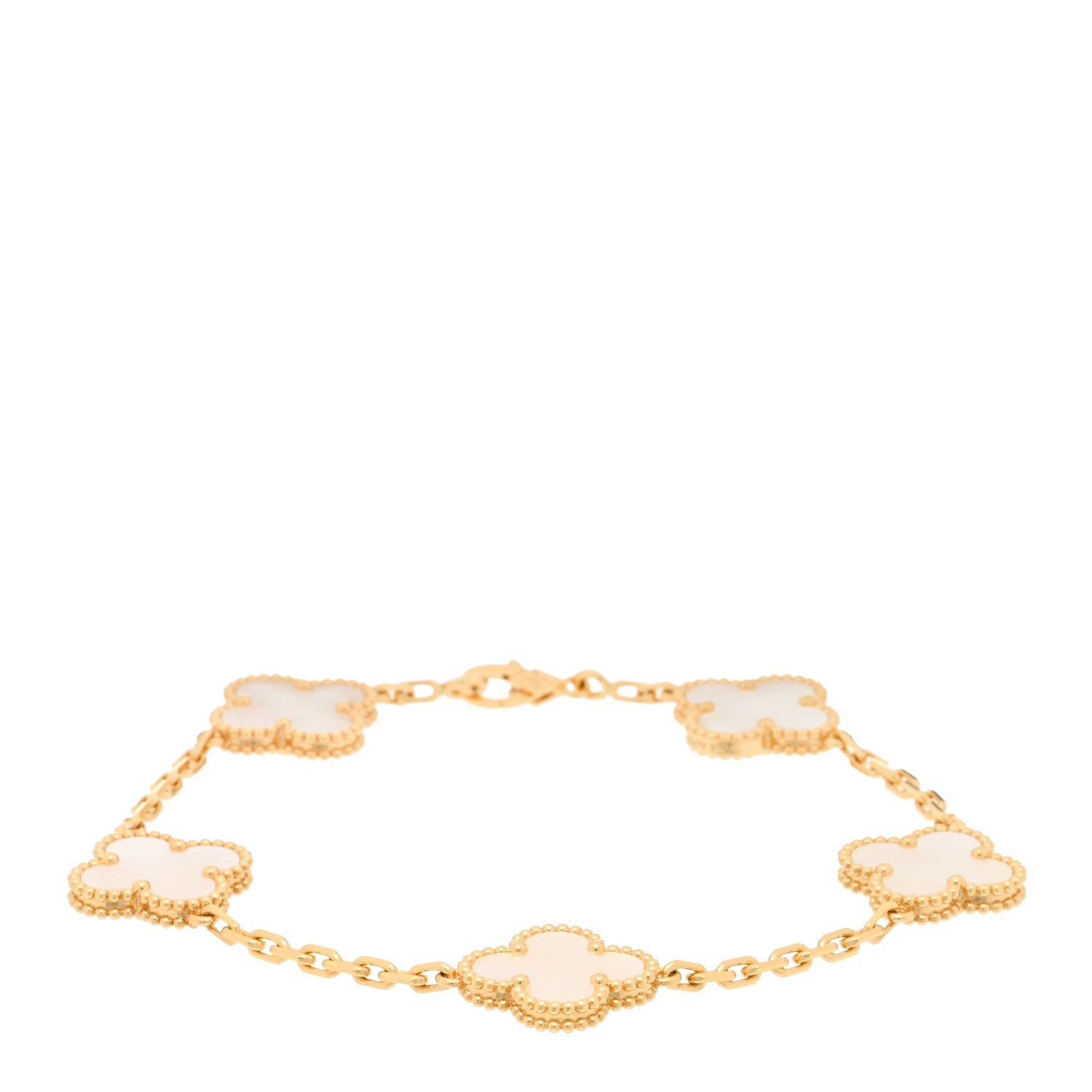 Van Cleef & Arpels 18K Yellow Gold Mother of Pearl 5 Motifs Vintage Alhambra Bracelet 1 of 4
